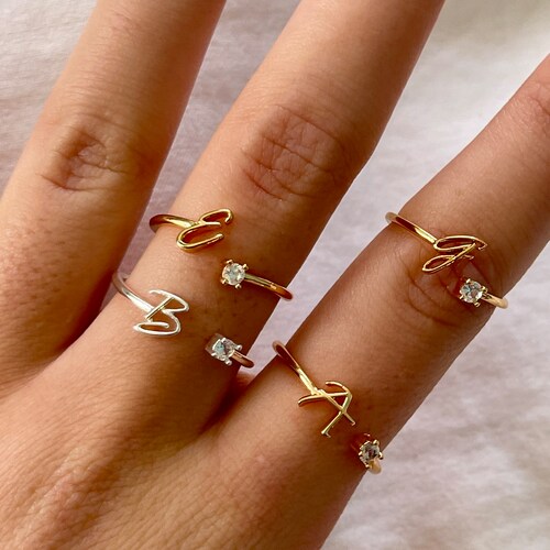 Bridesmaid gifts jewelry, personalized gifts jewelry, tie the knot bridesmaids proposal, initial letter rings, bridal party gift for her box