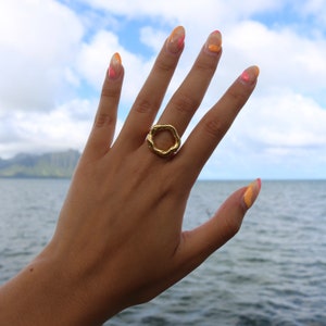Irregular Gold Ring Open Circle Ring Gold Textured Ring Asymmetric ...