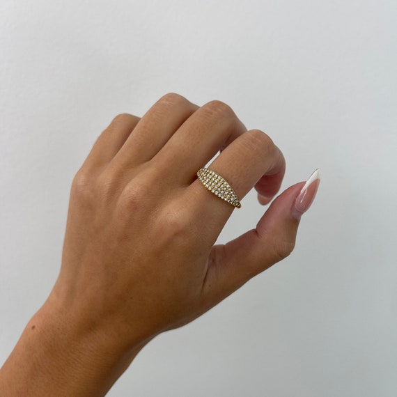 Pave Signet Ring, Gold Minimalist Pave Signet Ring, CZ Ring, gift for her, diamond ring, stacking ring, minimalist ring, pave ring diamond