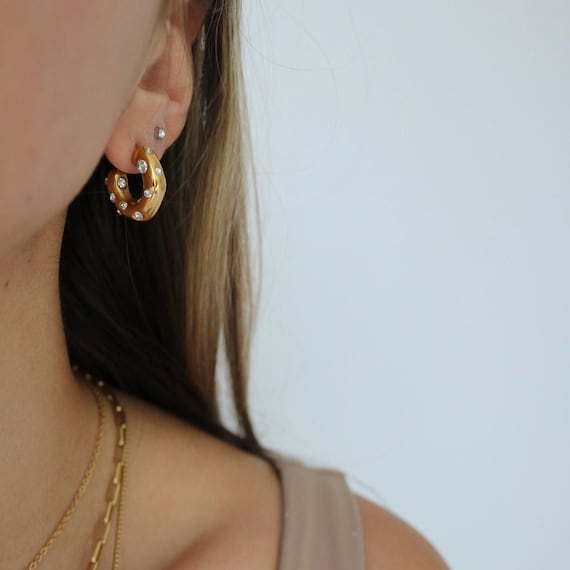 Luxury gold hoop sale earrings