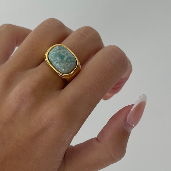 Gemstone Ring, chunky gold rings, statement ring irregular chunky gemstone ring, thick agate ring, gold filled ring, chunky gold band agate