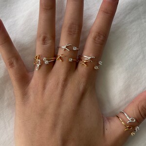 Tiny Letter Rings, Personalized Initial Rings, Adjustable Letter ...