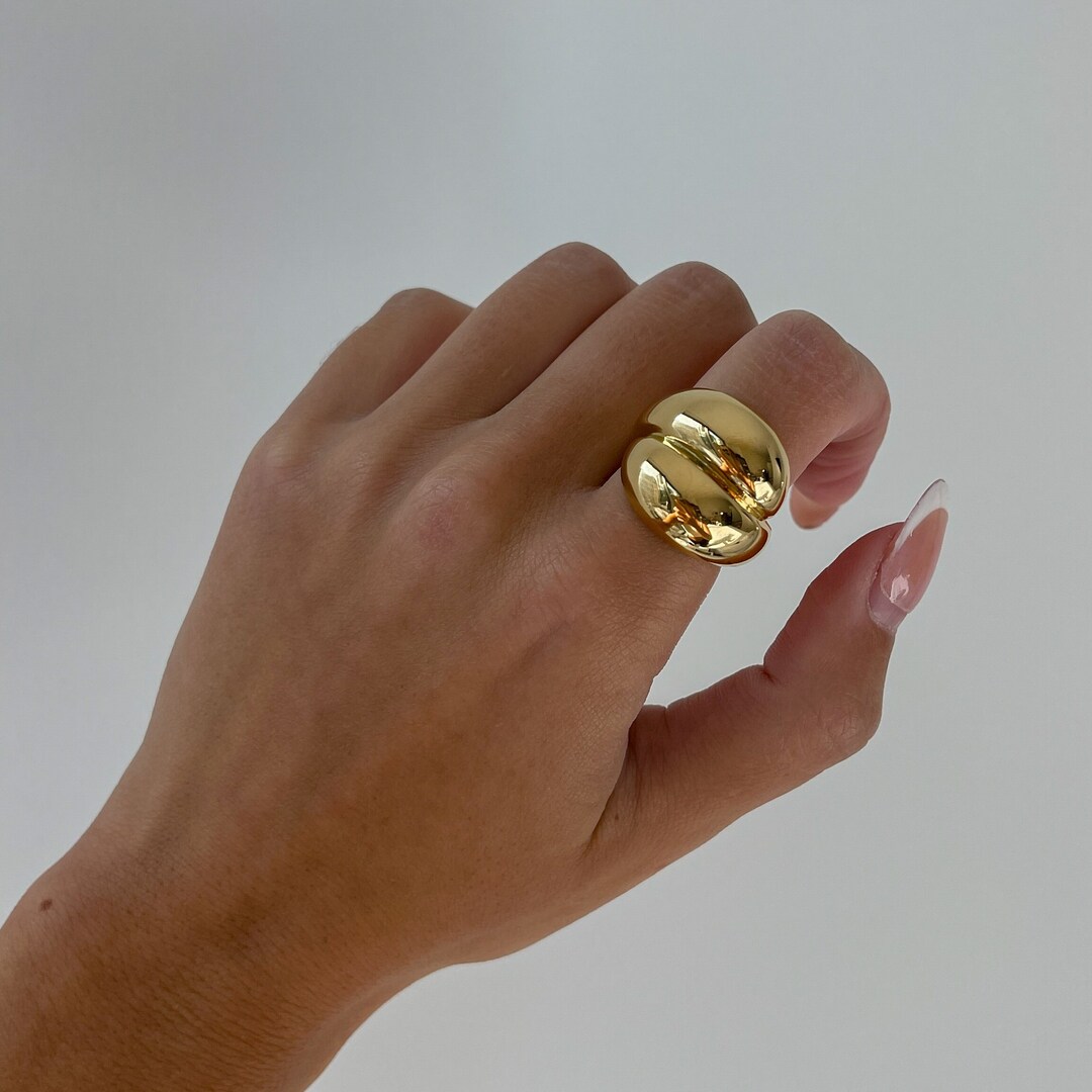 Square Statement Dome Ring In Gold