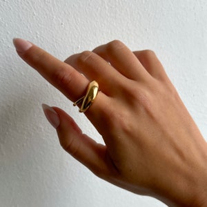 Minimalist dome ring, irregular dome ring, chunky gold ring, statement ring, stackable ring, gift for her, chunky ring gold filled ring dome image 3