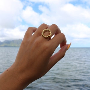 Irregular Gold Ring Open Circle Ring Gold Textured Ring Asymmetric ...