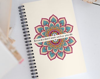 Mandala Dotted Spiral Notebook, Journal Notebook, Dotted Notebook, Dotted Journal, Hardcover Spiral Notebook