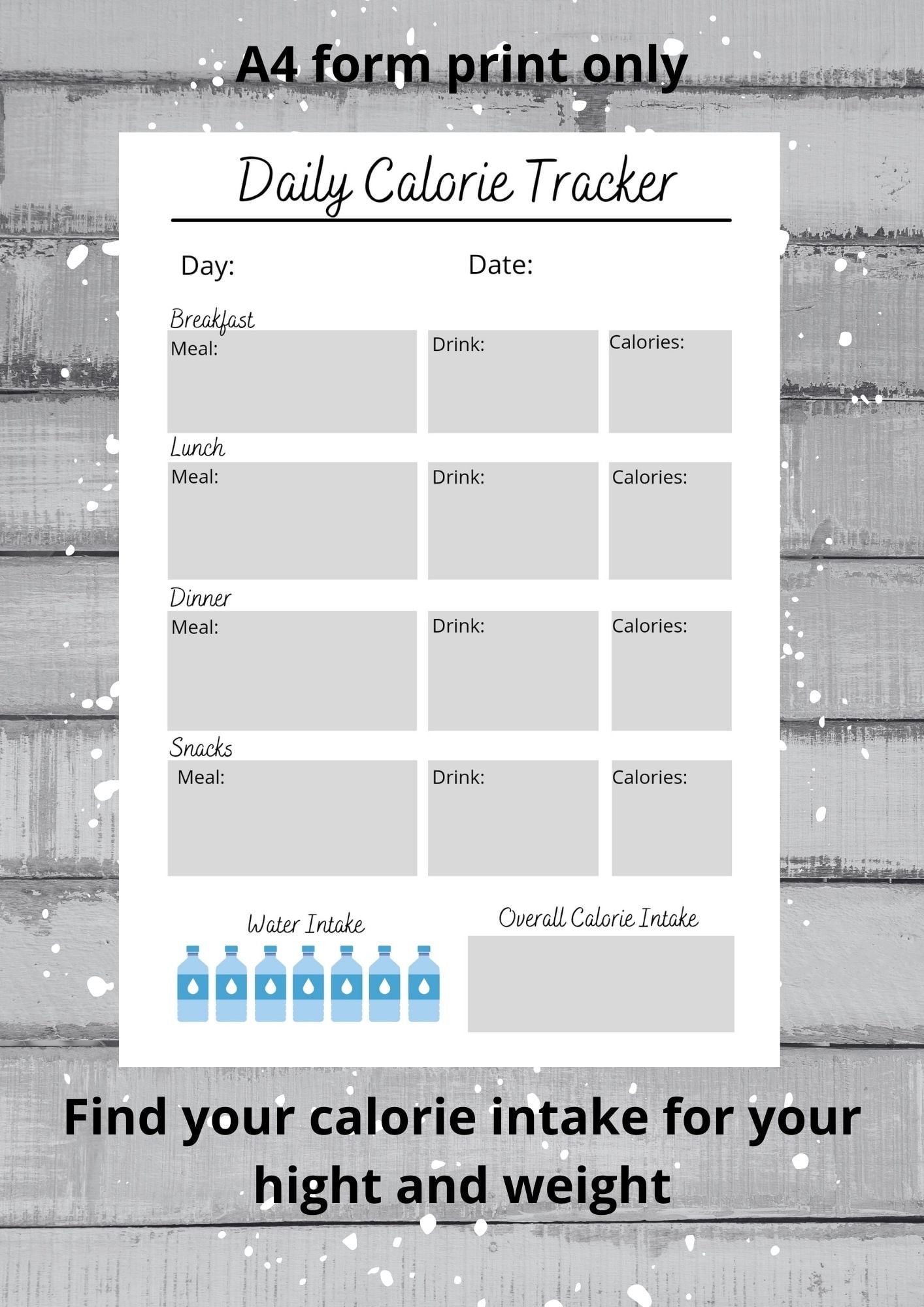 Calorie Deficit Tracker in A4 format print only | Etsy