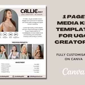 UGC Media Kit, UGC Template, UGC Creator  Media Kit, Canva Template, Media Kit Template, Content Creator Media Kit, Ugc Creator Template