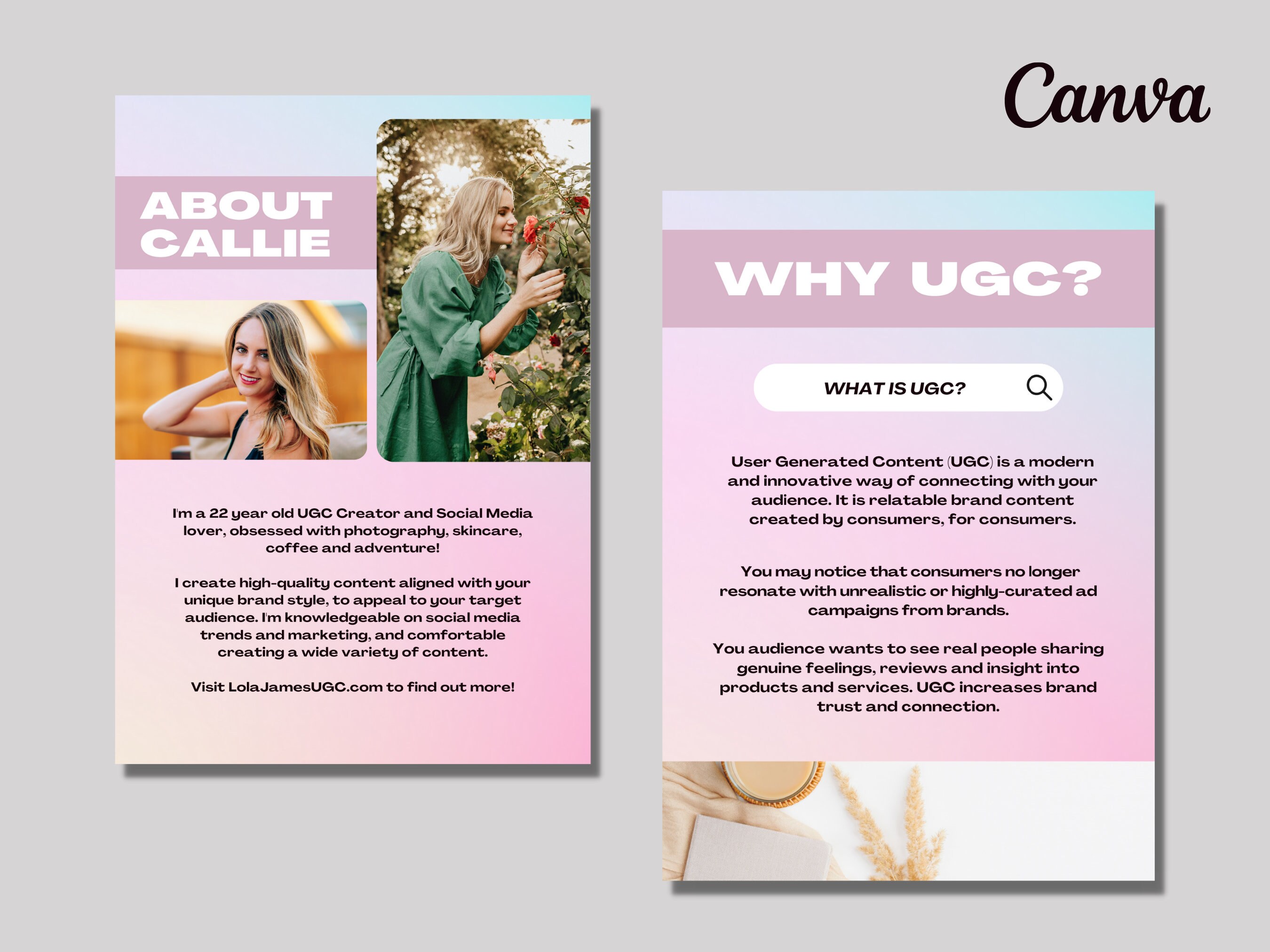UGC Portfolio Template UGC Portfolio Ugc Creator Portfolio Etsy