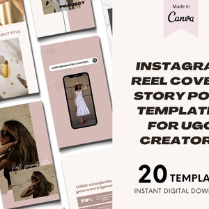 UGC Instagram Reel Cover Templates (Pink), UGC Templates, UGC Creator Templates, Ugc Instagram Templates, Instagram Canva Templates