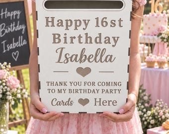 Large Post box Personalised Birthday Wooden MDF Card table top Decoration