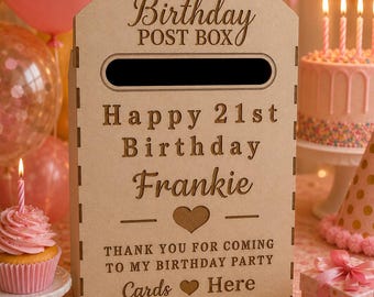 Large Post box Personalised Birthday Wooden MDF Card table top Decoration