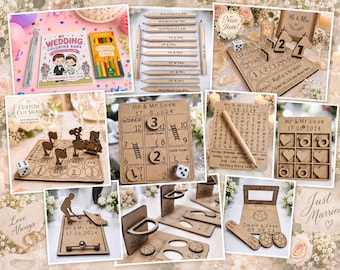 Wedding favour mini games Noughts & Crosses, Ring toss, Jig saw, flick ball, mdf