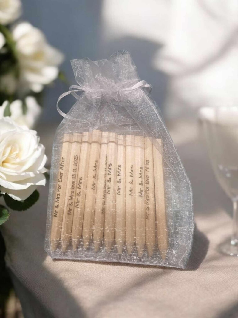 Wedding Games mini favour Noughts & Crosses, Ring toss, Jig saw, flick ball, mdf Pencils pack of 10
