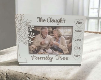 Personalised Engraved MDF Photo Frame in white Family tree