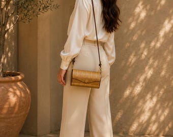 Hand bag Designer Clutch Purse Laser Engraved Crossbody Bag wood Handcrafted