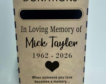 Post box Memorial Donations Personalised for laser cut Wooden MDF