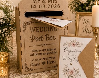 Large Post box Personalised  Weddings Wooden MDF Card table top Decoration