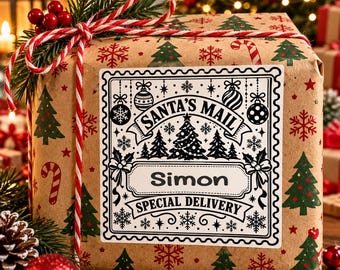 Personalised Santa Mail Labels (10x10cm) – Christmas Postage Thermal Stickers