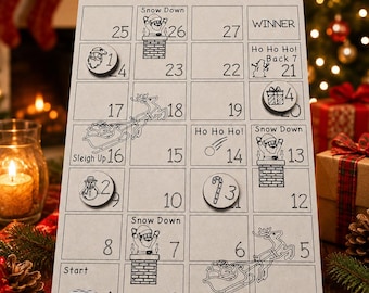 Personalised Christmas Snakes and Ladders Board Game add your name