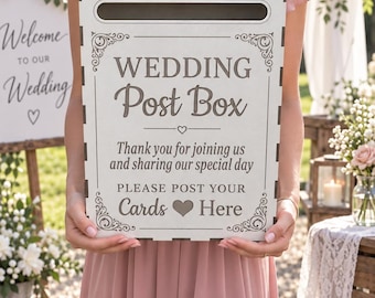 Large Post box Personalised Wedding  Wooden MDF Card table top Decoration