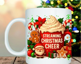 Personalised Christmas sublimation 11oz cup, mug with Custom Name,
