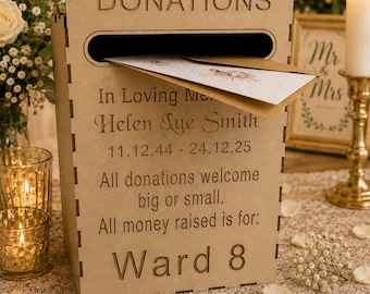 Large Post box Personalised Donations Wooden MDF Card table top Decoration