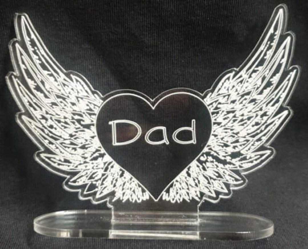In Loving Memory Gift Acrylic Angel Wings Memorial Plaque Etsy