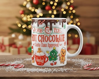 Personalised Christmas hot chocolate sublimation 11oz cup, mug with Custom Name,
