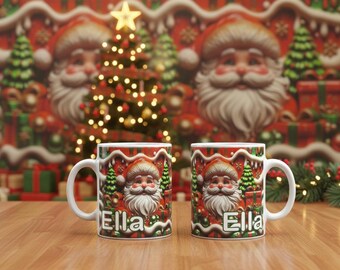 Personalised Christmas sublimation 11oz cup, mug with Custom Name,