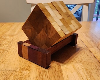 6pc wooden coaster set.