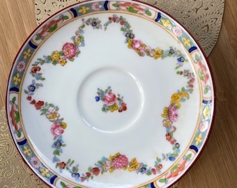 Antique Minton Rose Demitasse Saucer Replacement with Globe Mark Cabbage Rose 