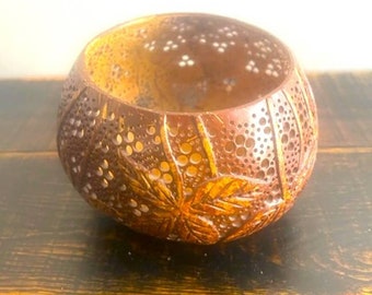 Handcrafted Gourd Bowl, Natural Gourd Bowl, Gourd Art, Natural Candleholder