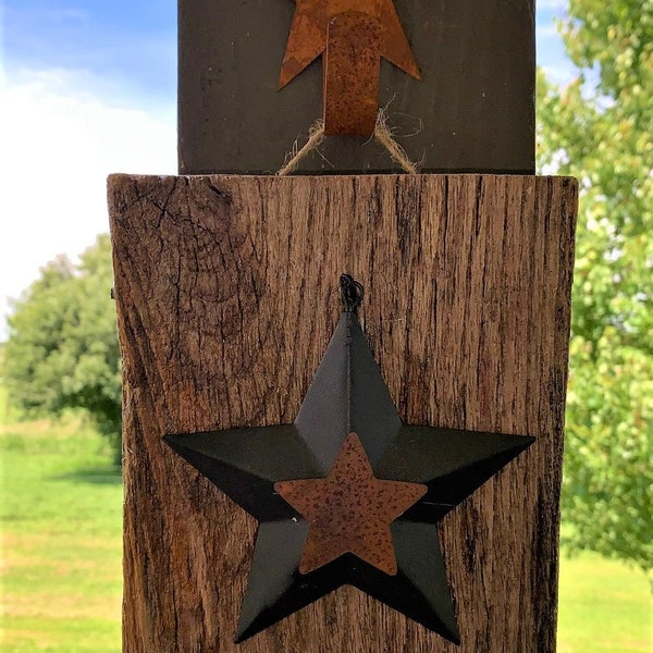 Weathered Barn Wood & Metal Star Farmhouse Fall Wall Decor, Upcycled Recycled Wall Art