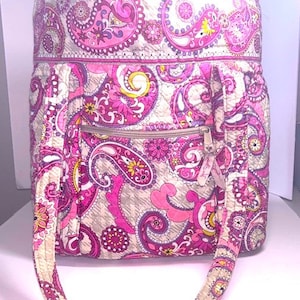 Vintage Vera Bradley Pink Paisley, Tortoise Shell Closure, Quilted Overnight Tote