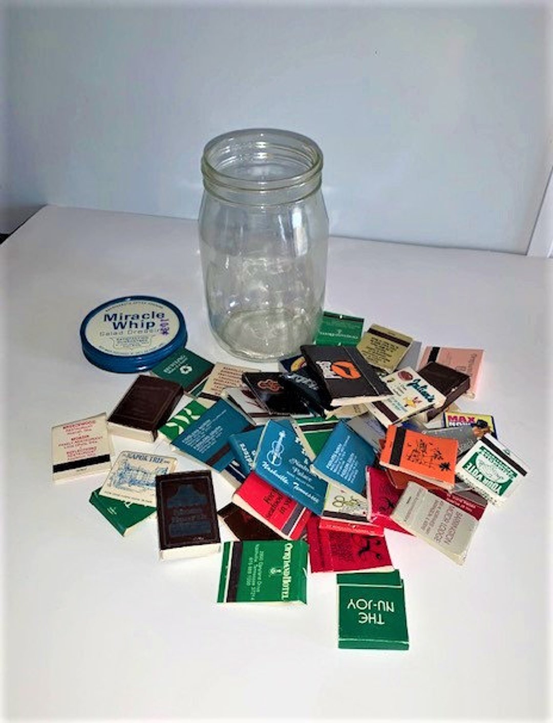 Vintage Matchbooks in Old Glass Jar Etsy