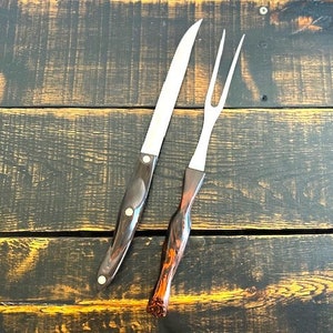 Vintage Cutco Knife Set. Wooden Knife Block, Pearl White Handle, 16 Piece  Set, Fork, Spatula, Chef Knife, Steak Knives, Whisk, Bread Knife. 