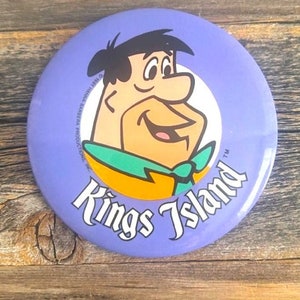 Vintage 1980's Kings Island Amusement Park Pinback Button Hanna Barbera Flintstones image 3