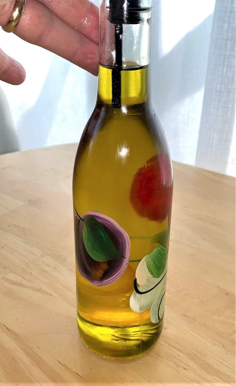 Vintage Hand Painted Fruit Olive Oil Dish Soap Bottle Etsy