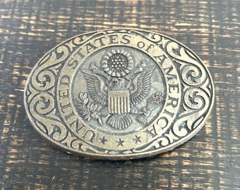 United States of America Belt Buckle Solid Brass Vintage Belt Buckle