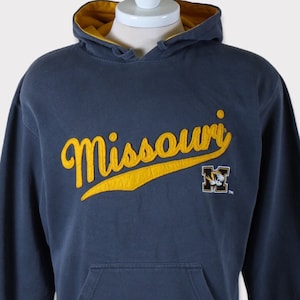 Sudadera con capucha y bordado vintage de los Missouri Tigers de los años 90 (talla M), camiseta de los Missouri Tigers, sudadera con capucha de la Universidad de Missouri, equipo de fútbol americano de Missouri.
