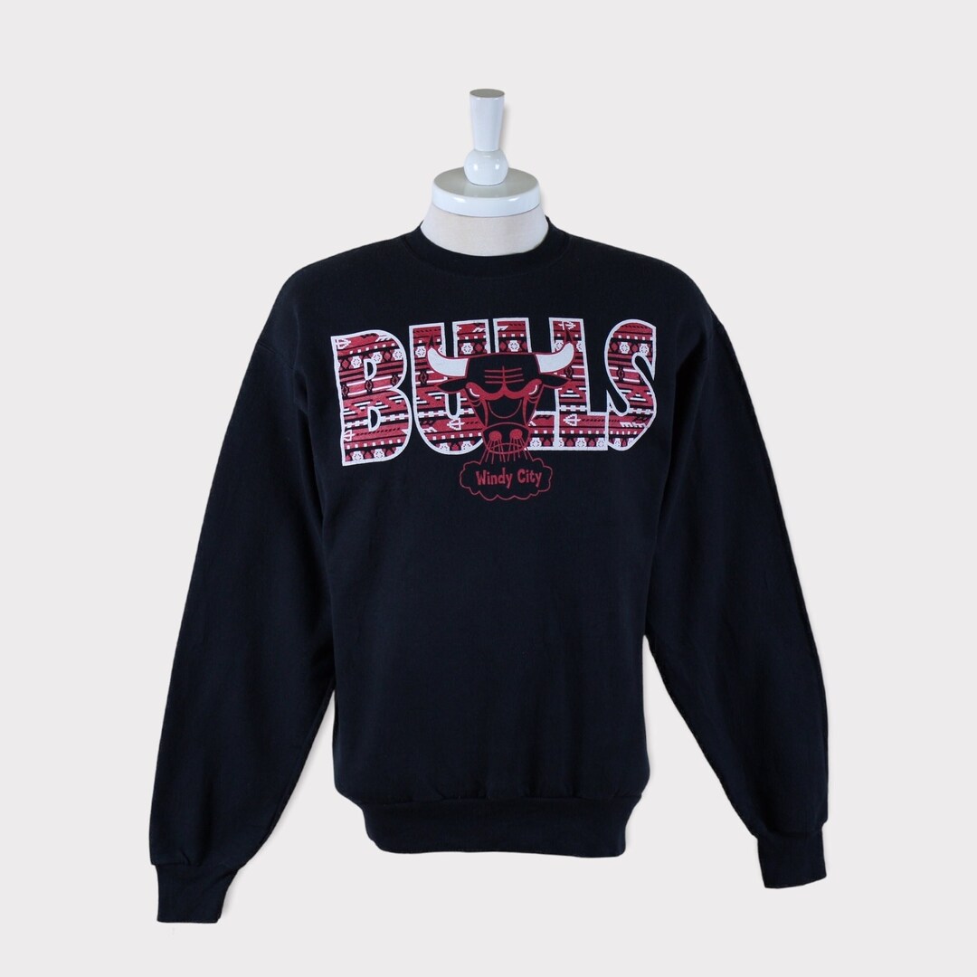 Vintage 90s Chicago Bulls Sweatshirt, Black NBA Pullover (large)