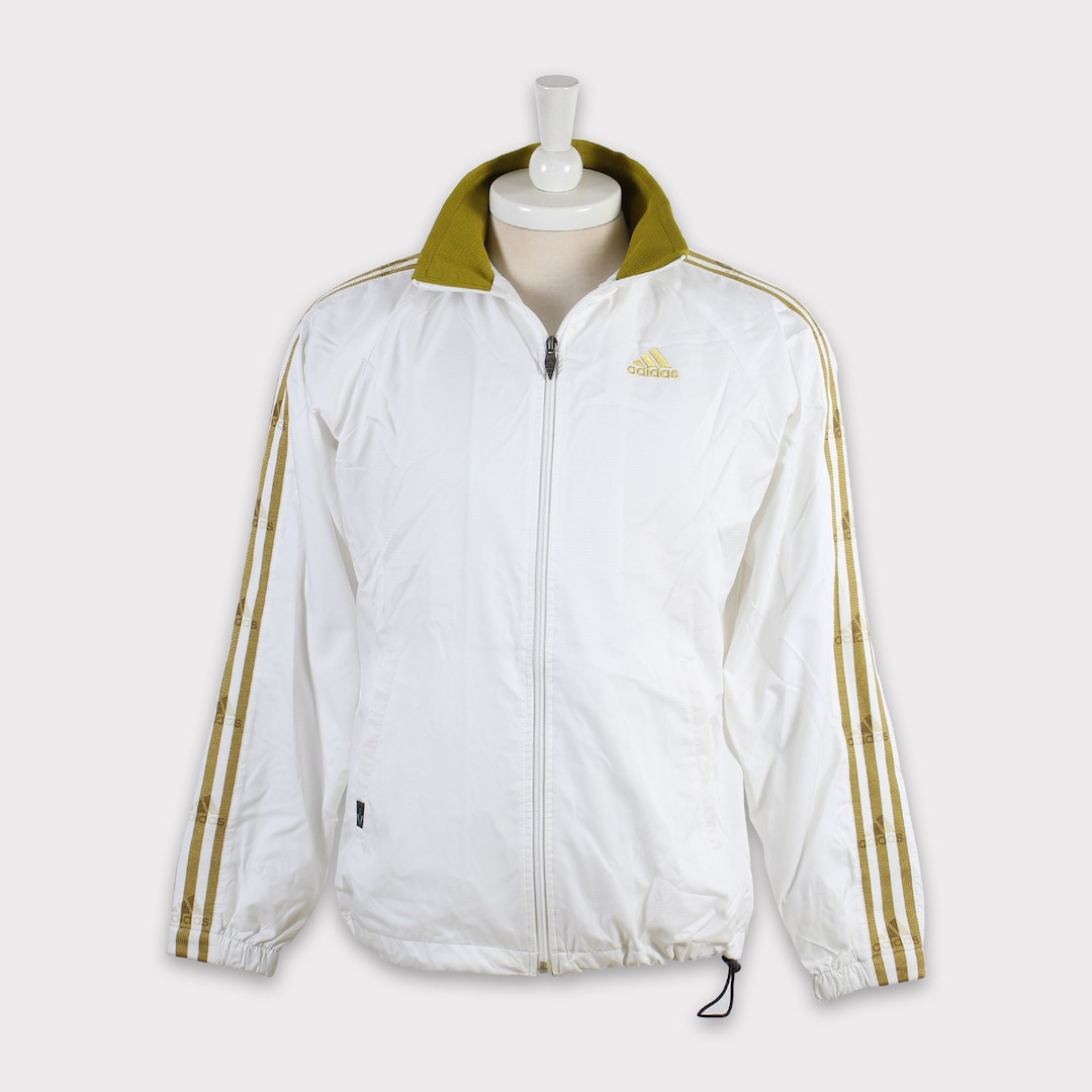 old adidas 90s コットン　トラックジャケット　オフホワイト 希少】adidas90s トラックジャケット ジャージ オフホワイト L - メルカリ