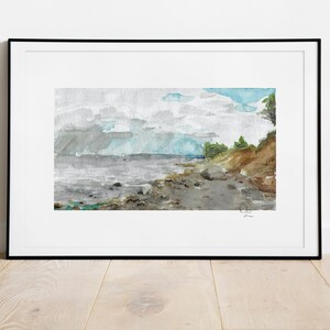 Steilküste Ostsee - Handgemaltes Aquarellbild | Limited Fine Art Print | Meer Geschenk Maritim Strand Landschaftsmalerei Deutschland Küste
