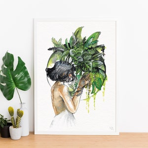 Grateful - fine art print | watercolor illustration | wall art | mindfulness | floral poster | thank you gift | tropical botanical  summer