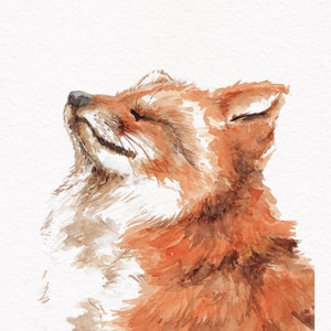 Red Fox Handpainted Watercolor Illustration Limited Fine Art Print Cute Animal Poster Animallover Gift Red Orange Soothing Calm With Border