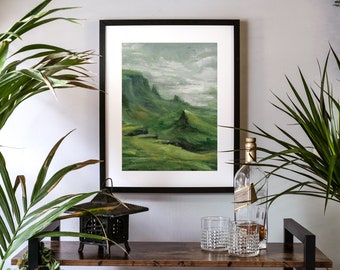 Scottish Highlands Isle of Skye - handpainted watercolor landscape | limited art print | scotland poster | gift | mountains old man of storr