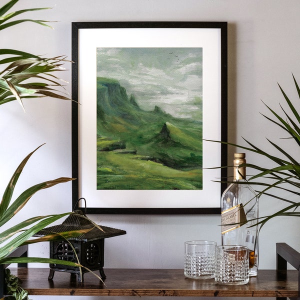 Scottish Highlands Isle of Skye - handpainted watercolor landscape | limited art print | scotland poster | gift | mountains old man of storr