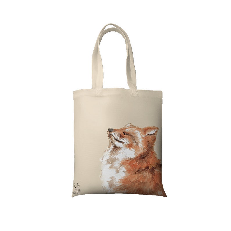 100% cotton bag with cute watercolor animals with high-quality DTF print Bee Squirrel Quokka Otter Fox long handle image 8