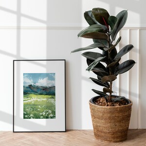 Wiesen und Berglandschaft Handgemaltes Aquarellbild Fine Art Print und Original Landschaftsmalerei Sommer Natur Blumenwiese Bergwiese Bild 7